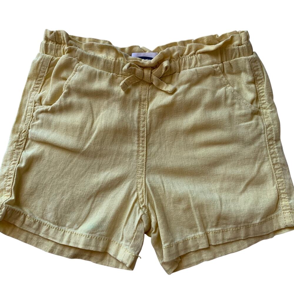 Old Navy Girls 5T Yellow Linen Blend Tie Waist Chino Shorts Easter Spring